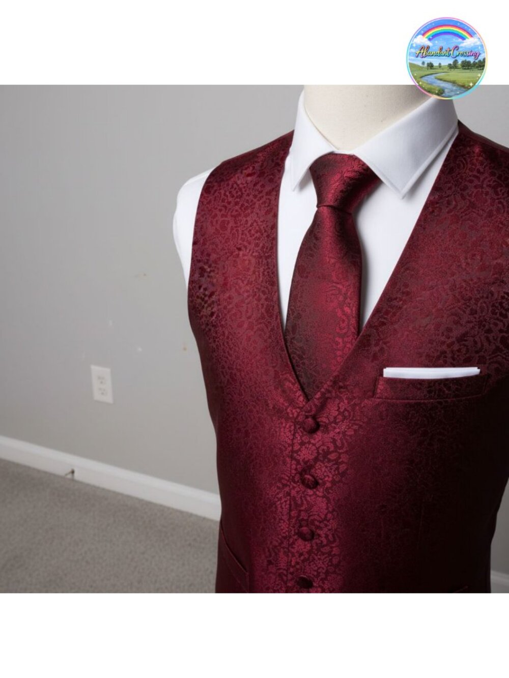 Mens 7PCS Paisley Suit Vest Tie Bowtie Hanky Cufflinks Clip Brooch Set